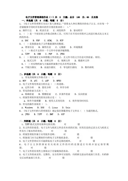 电子文件管理作业