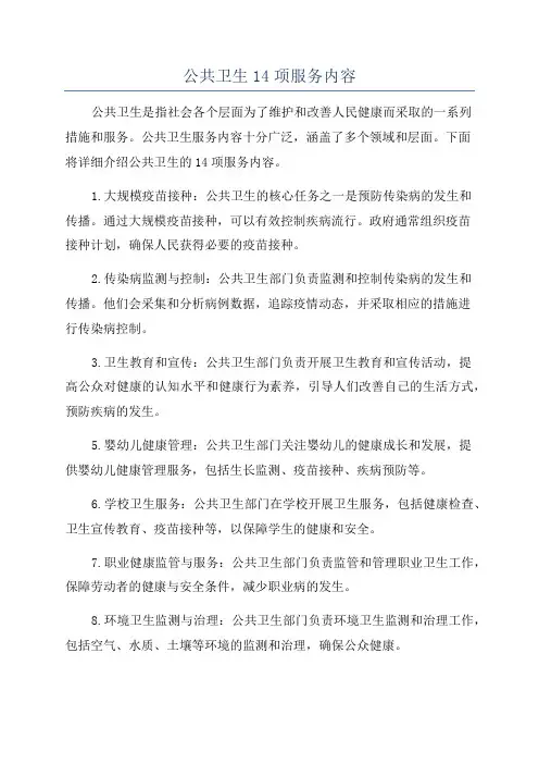 公共卫生14项服务内容