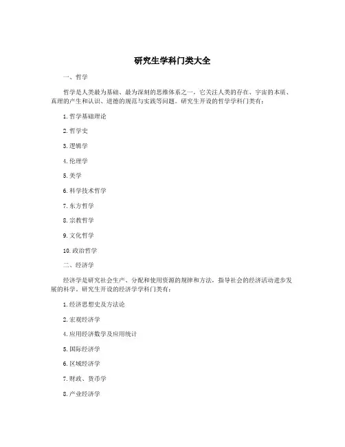 研究生学科门类大全