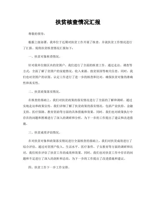 扶贫核查情况汇报