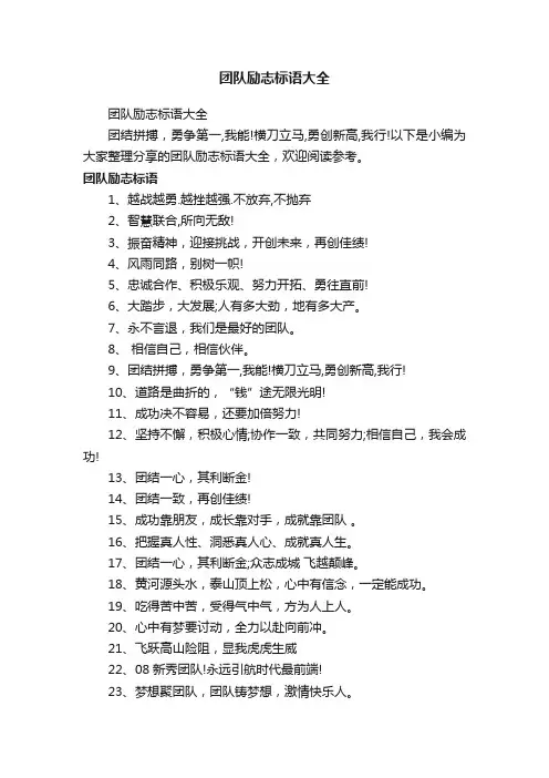 团队励志标语大全