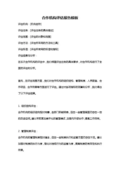 合作机构评估报告模板