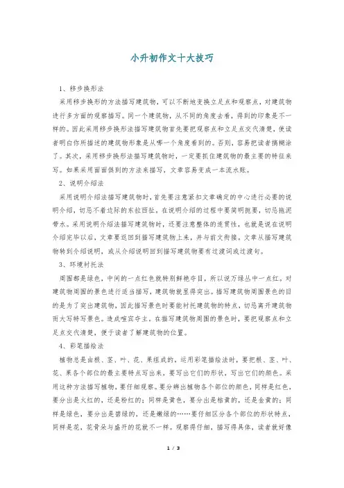 小升初作文十大技巧