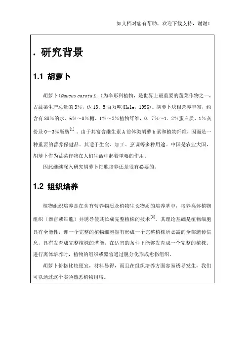 胡萝卜组织培养