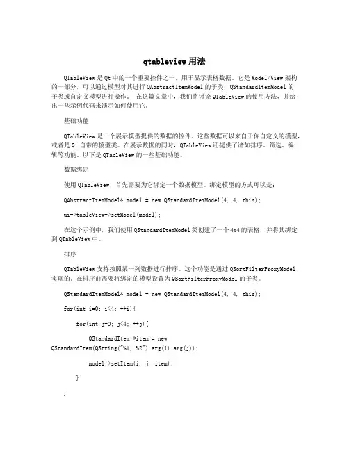 qtableview用法