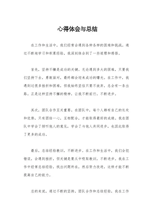 心得体会与总结