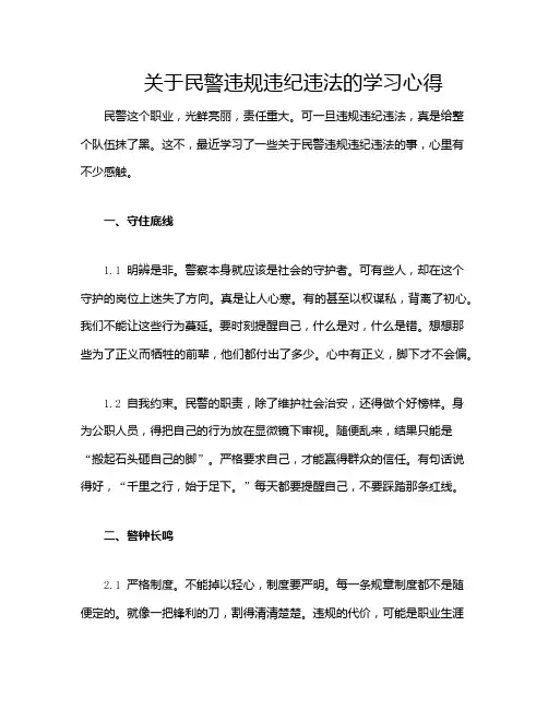 关于民警违规违纪违法的学习心得