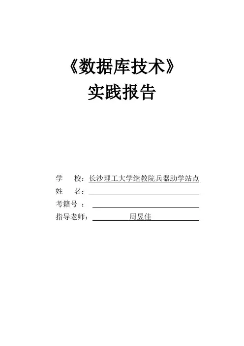 数据库技术实践报告(样本)