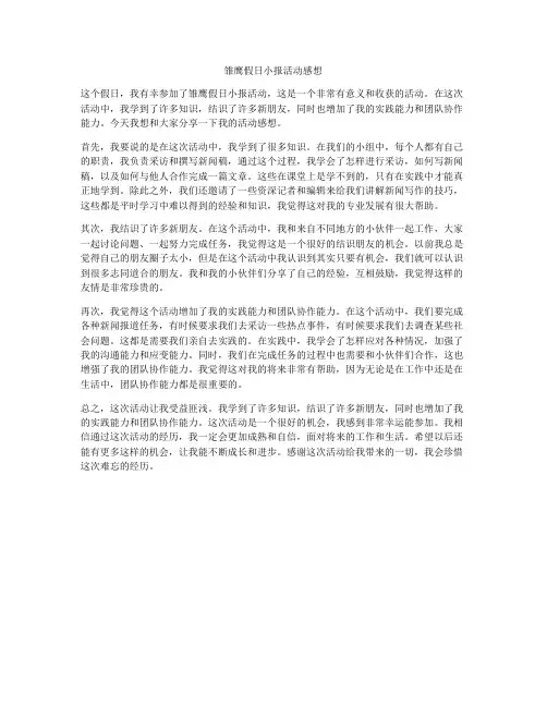 雏鹰假日小报活动感想