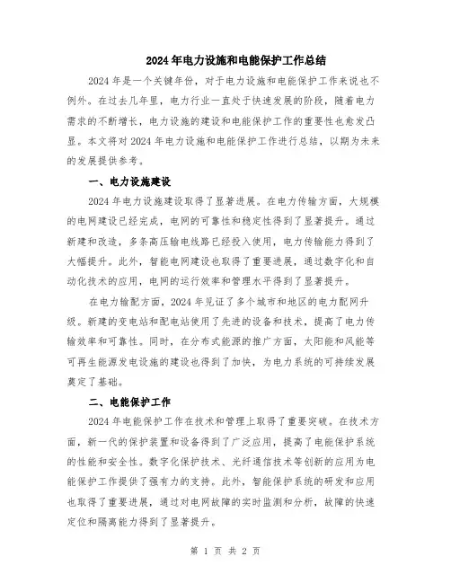 2024年电力设施和电能保护工作总结