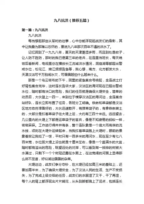 九八抗洪（推荐五篇）