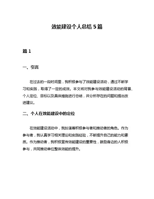 效能建设个人总结5篇
