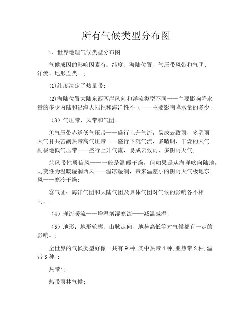 所有气候类型分布图