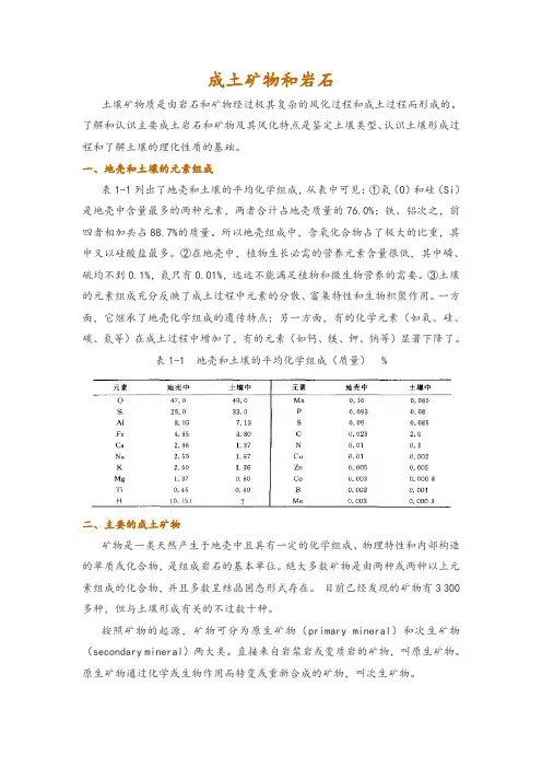 成土矿物和岩石