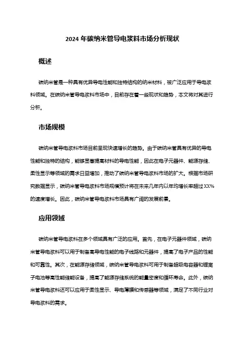 2024年碳纳米管导电浆料市场分析现状