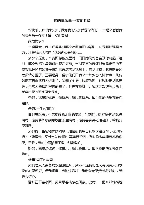 我的快乐高一作文5篇