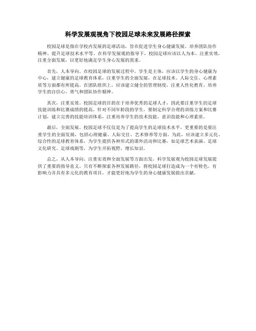 科学发展观视角下校园足球未来发展路径探索