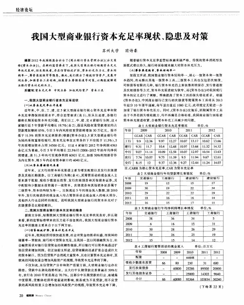 我国大型商业银行资本充足率现状、隐患及对策