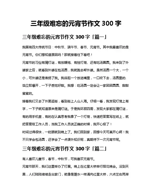 三年级难忘的元宵节作文300字