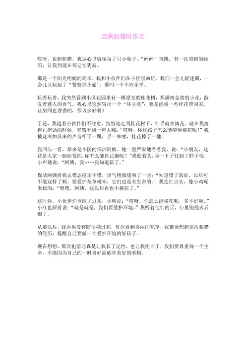 当我犯错时作文