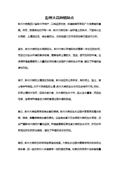 彭州大蒜种植缺点