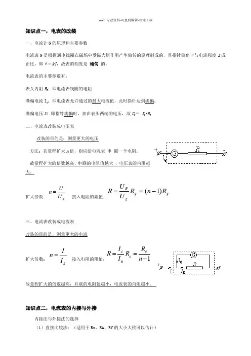 测量电路的选择与控制及半偏法知识点总结