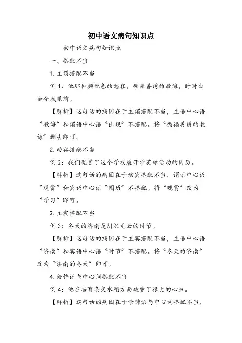 初中语文病句知识点