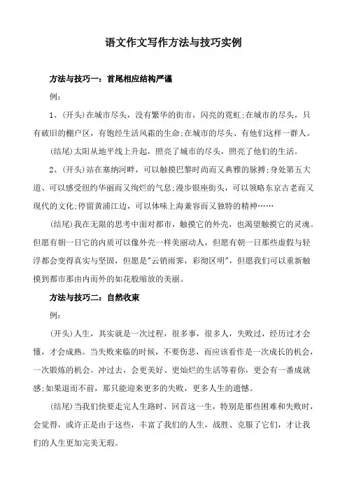 语文作文写作方法与技巧实例