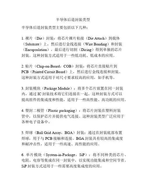 半导体后道封装类型