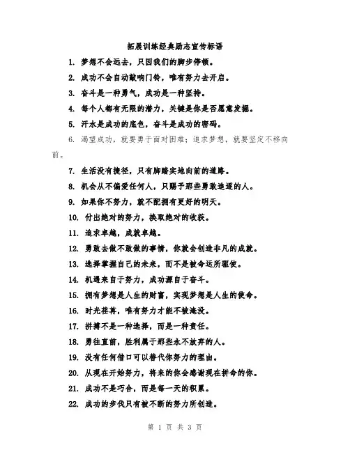 拓展训练经典励志宣传标语