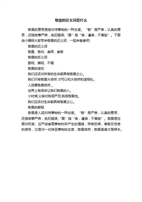 敬畏的近义词是什么