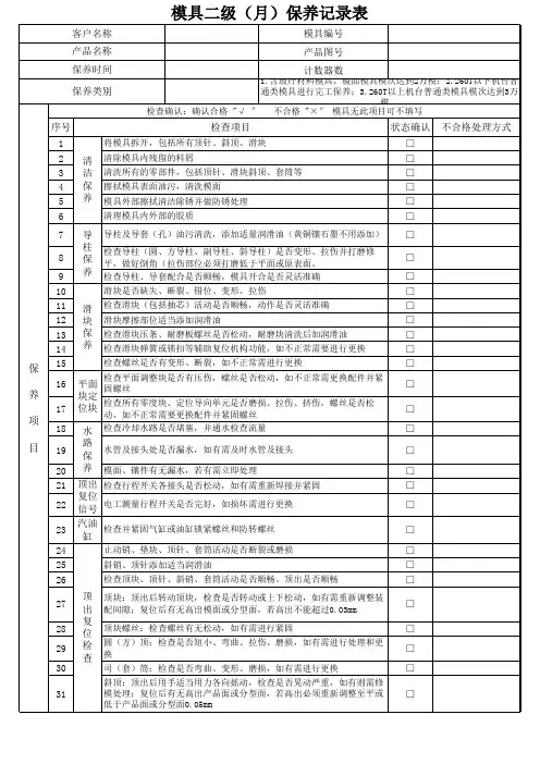 模具二级(月)保养记录表
