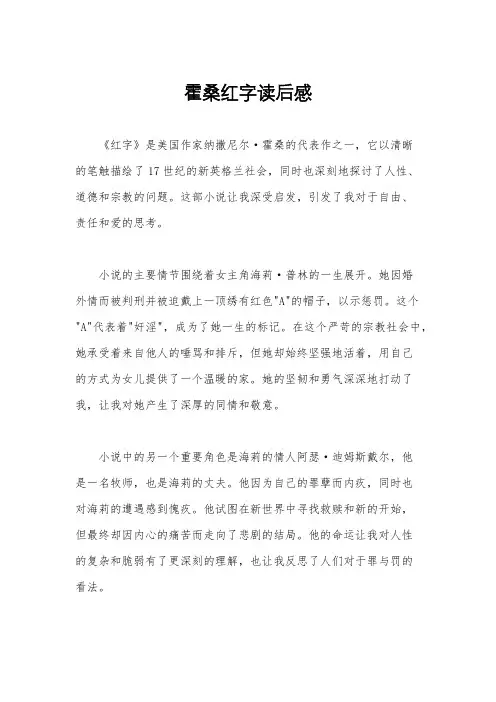 霍桑红字读后感