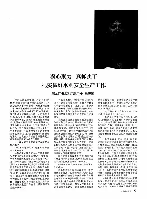 凝心聚力 真抓实干 扎实做好水利安全生产工作