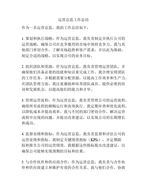 运营总监工作总结