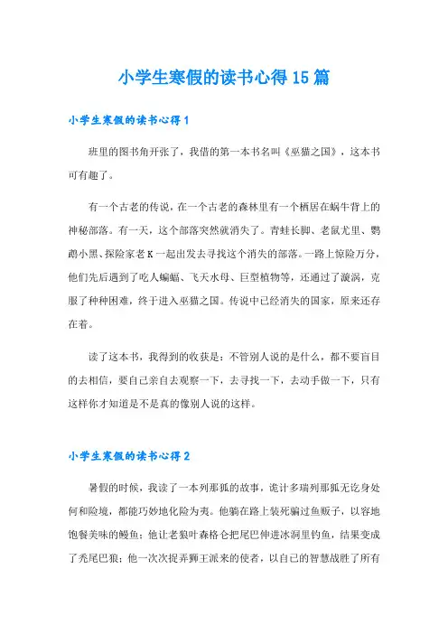 小学生寒假的读书心得15篇