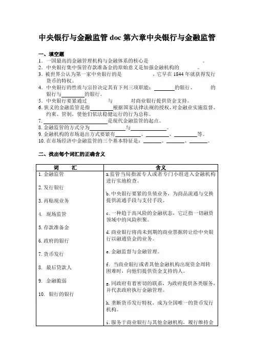 中央银行与金融监管doc第六章中央银行与金融监管