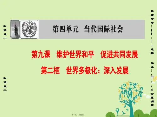 高中政治第4单元当代国际社会第9课维护世界和平促进共同发展第2框世界多极化：深入发展课件新人教版必修