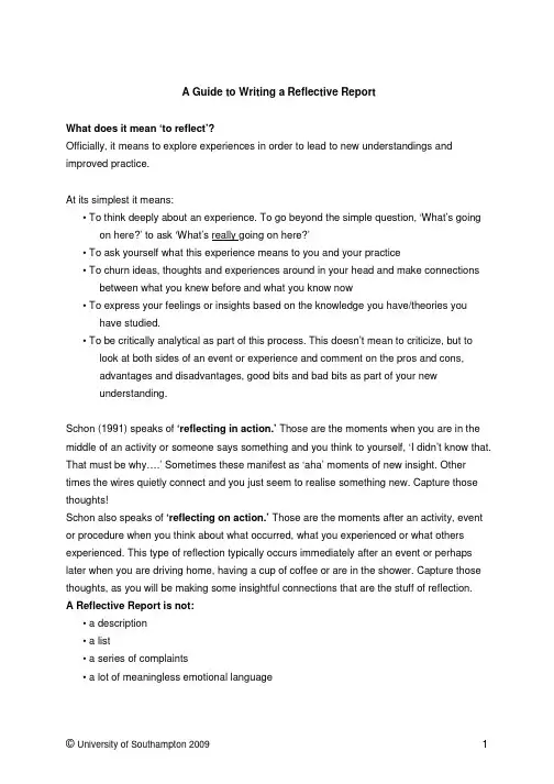 A Guide to Writing a Reflective Report