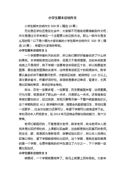小学生期末总结作文500字（精选10篇）