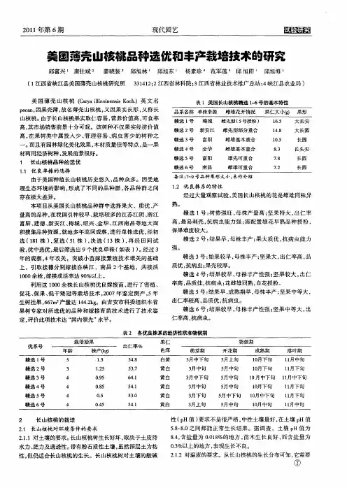 美国蒲壳山核桃品种选优和丰产栽培技术的研究