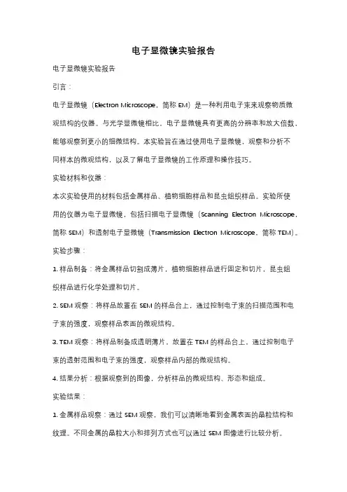 电子显微镜实验报告