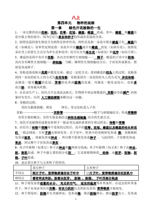 知识清单(生物八上、八下)