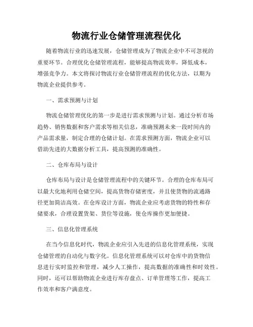 物流行业仓储管理流程优化