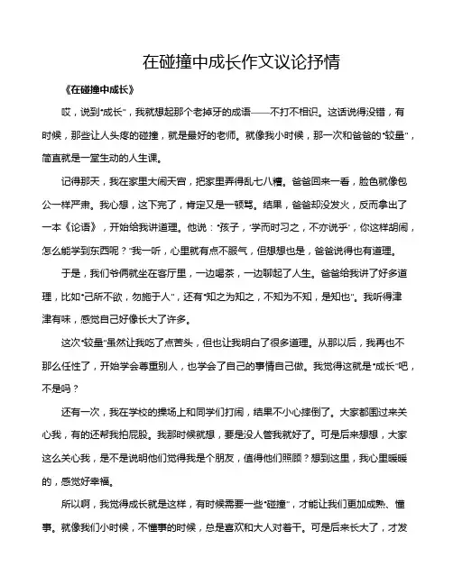 在碰撞中成长作文议论抒情