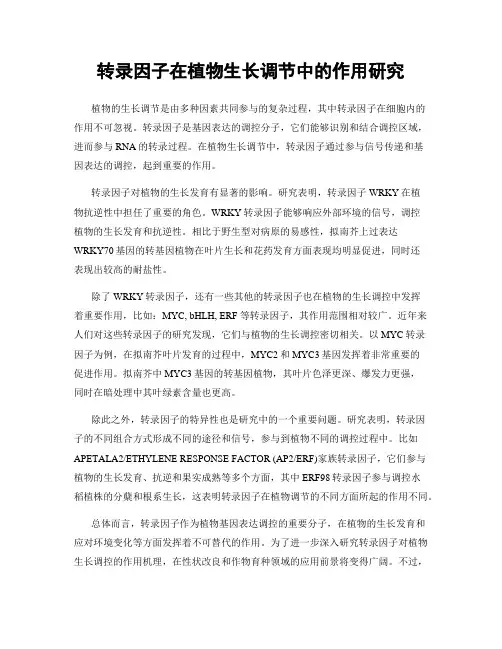 转录因子在植物生长调节中的作用研究
