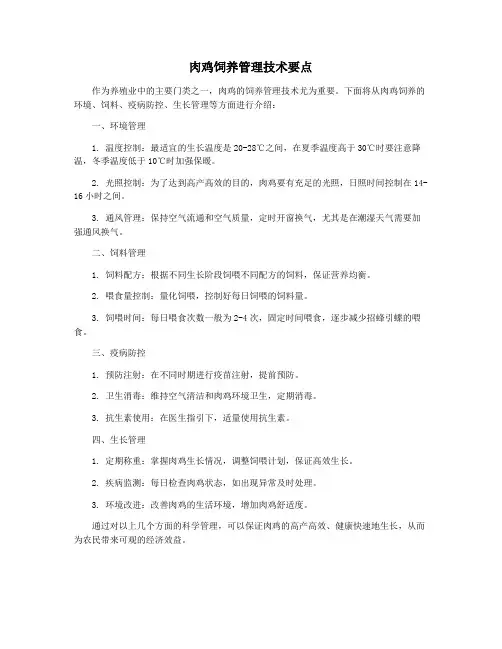 肉鸡饲养管理技术要点