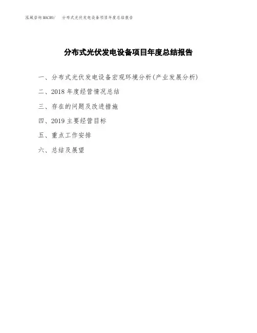 分布式光伏发电设备项目年度总结报告