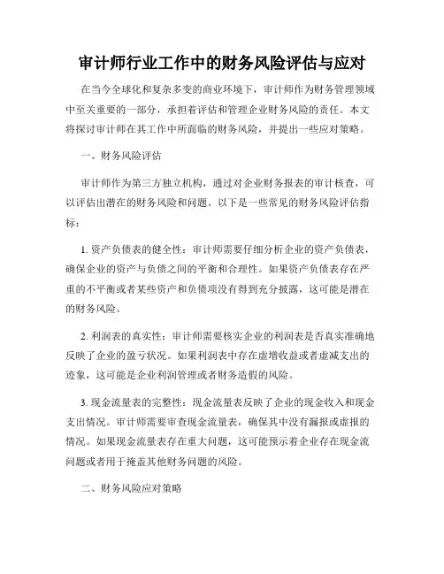 审计师行业工作中的财务风险评估与应对