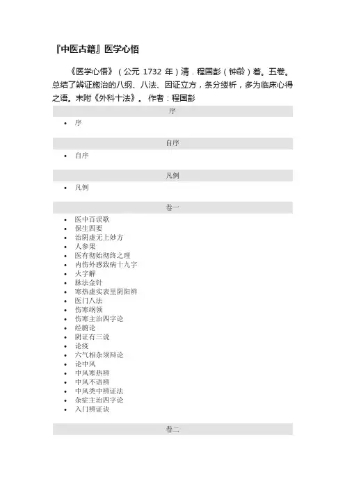 『中医古籍』医学心悟